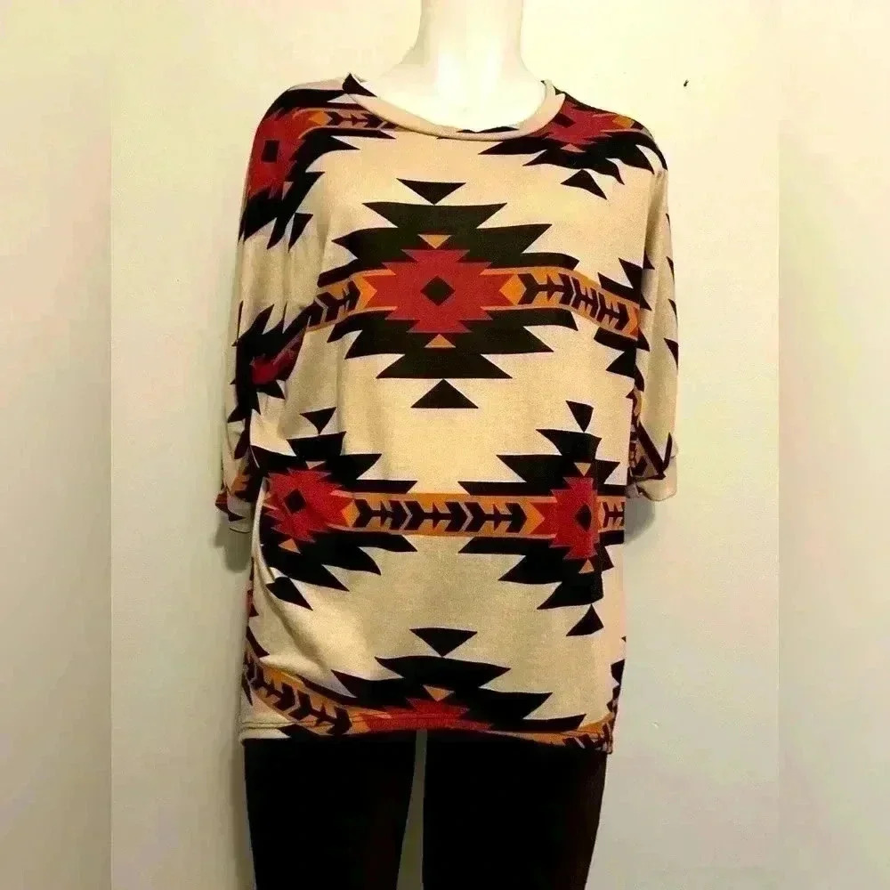 Vanilla Bay Aztec Print Blouse - Purple/Black